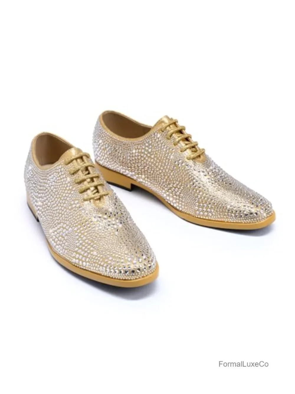 Mens Rhinestone Oxford Non Slip Dress Shoes Wedding Prom Lace Up